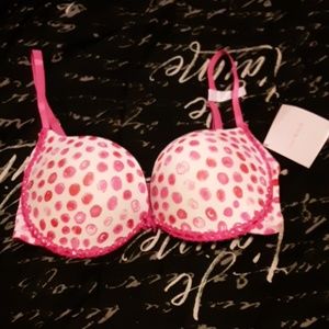 Isaac Mizrahi pink & white plunge bra 38 D